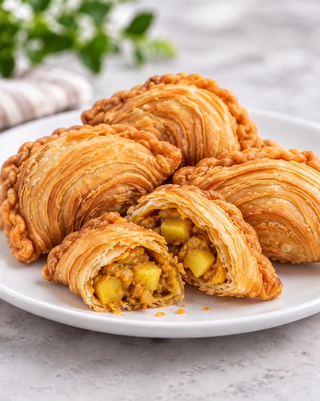 Karipuff, a curry puff with spiced potato filling