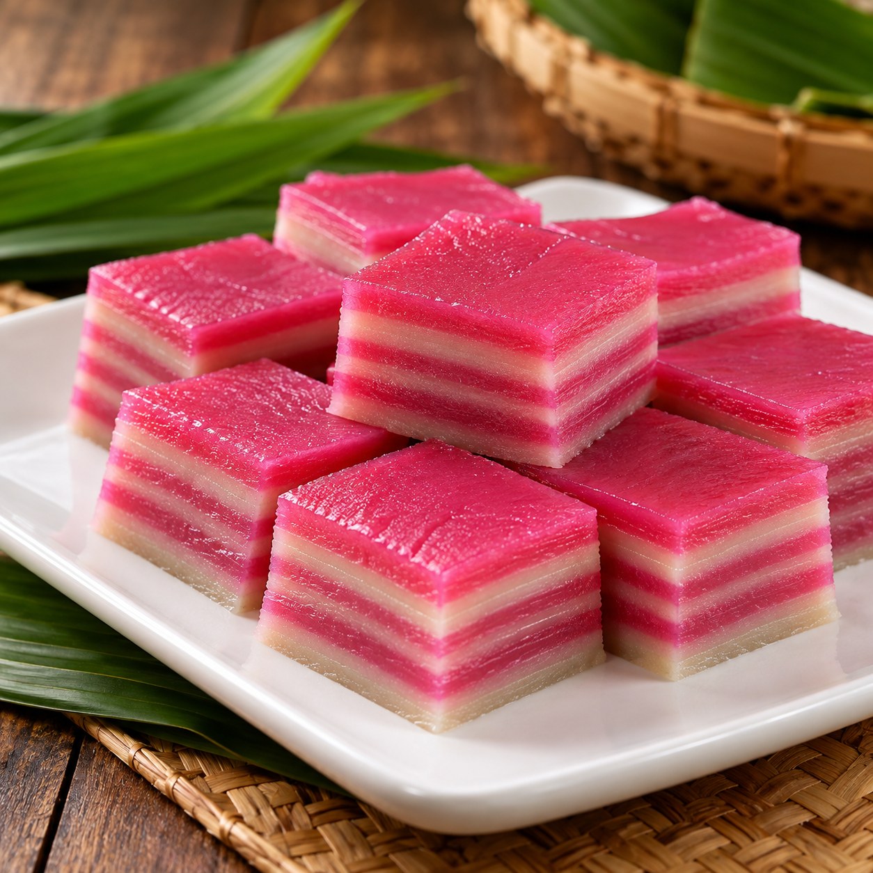 Kuih Lapis, pink and white layered kuih