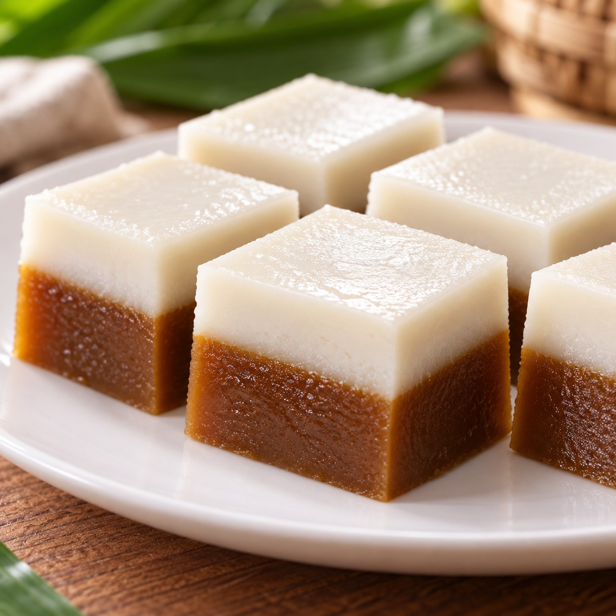 Kuih Talam, palm sugar and white coconut custard layers